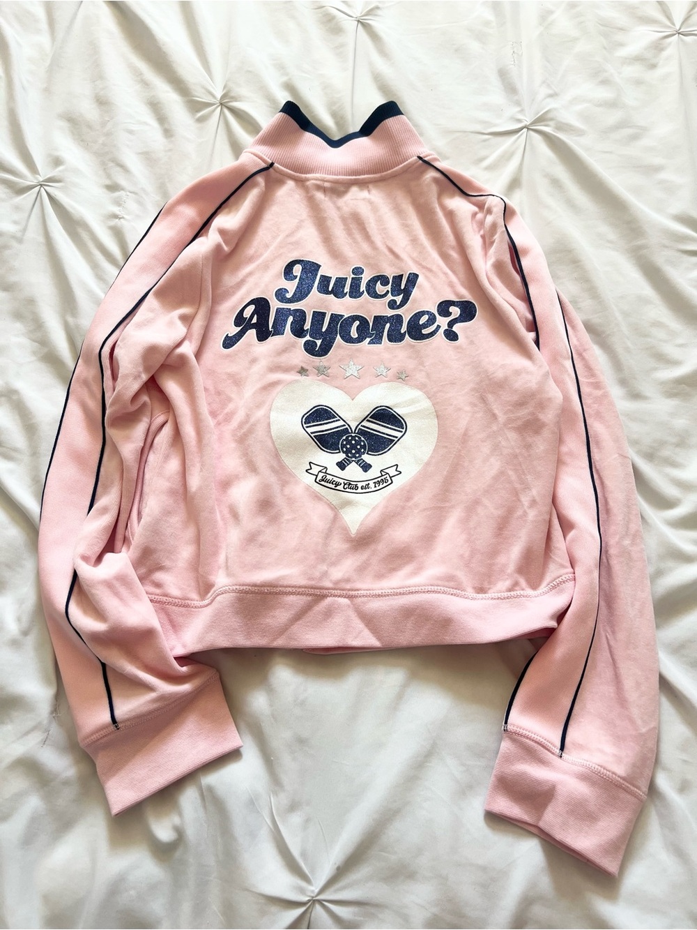 Juicy Couture Pink and Navy Zip-Up Track Jacket